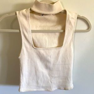 zara cream cut out tank